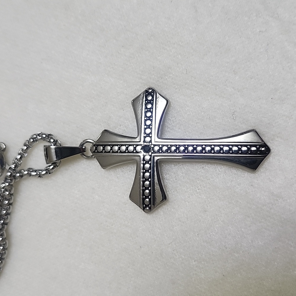 Silver Cross Men Necklace